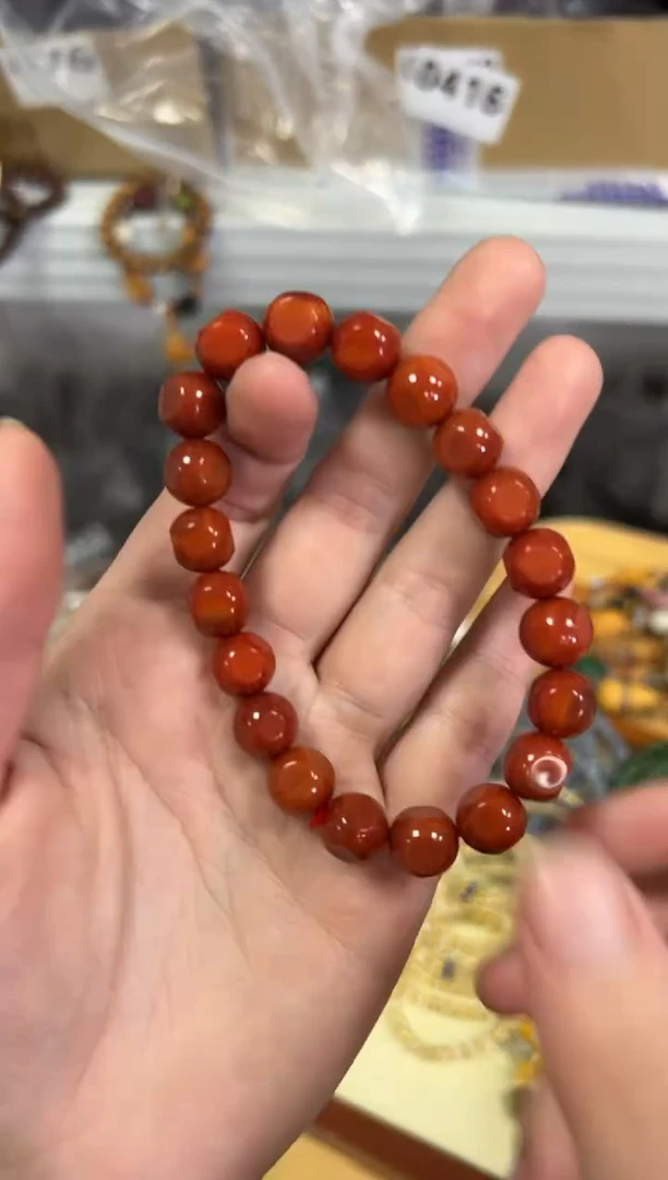 【闪购商品】玛瑙/玉髓手链未镶嵌柿子红玛瑙四方切面手串[1158]