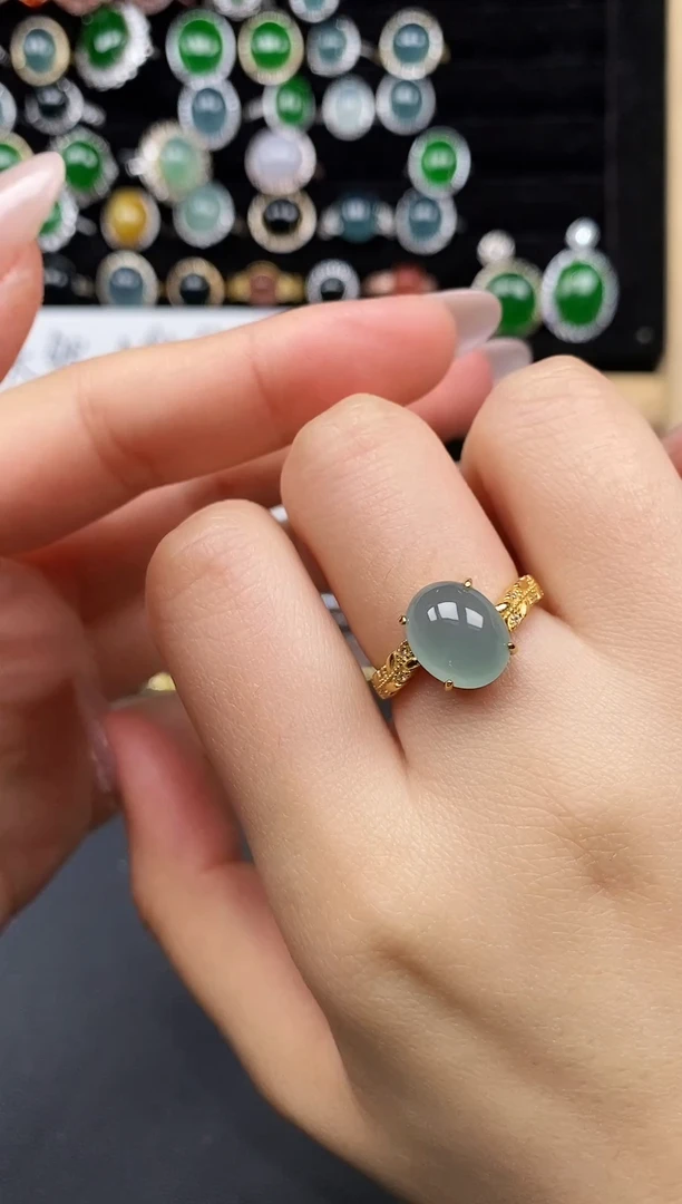 银S925镶嵌戒指翡翠53855