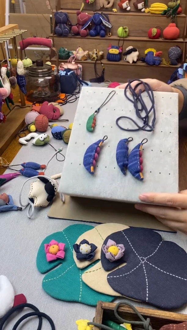 三色大福豆各1+福豆手机挂+蓝色布绳