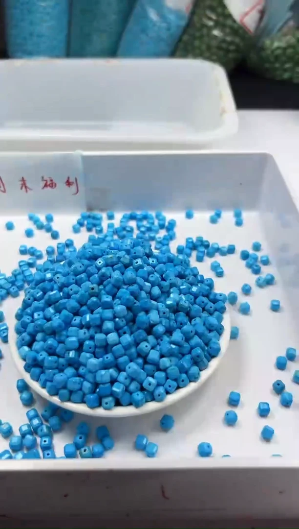 未镶嵌颈饰玛瑙/玉髓W2205高瓷蓝松方糖5mm*20颗