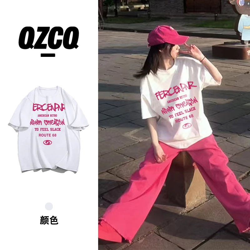 小众复古休闲宽松百搭夏季短袖T恤慵懒设计潮上衣圆领ins印花