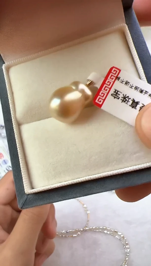 吊坠(不含链)18K金镶嵌海水珍珠金珠