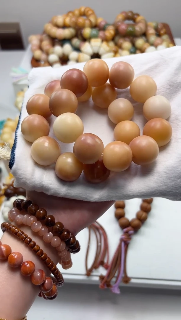 手串菩提根/象牙果沐l24干磨苹果粉20*22mm手串