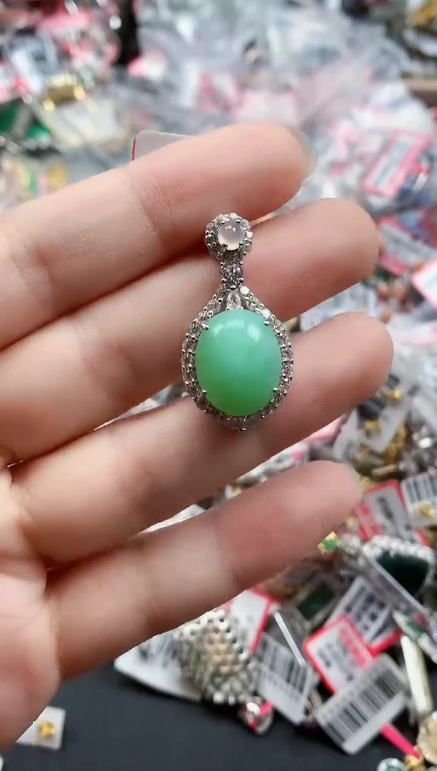 银S925镶嵌戒指翡翠天然A货缅甸翡翠