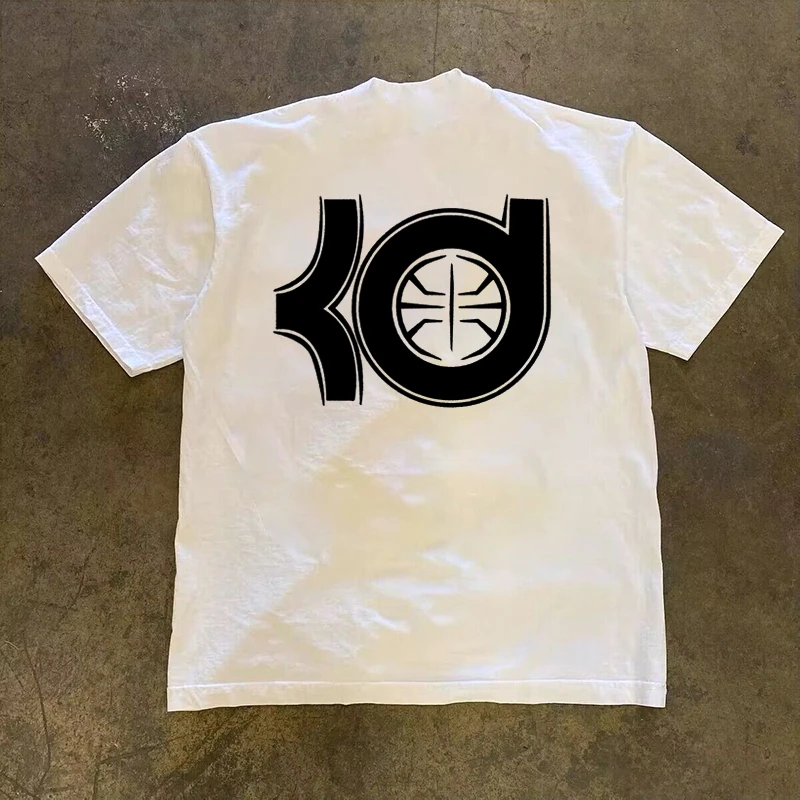 【切克Now】重磅不透杜兰特新标纯棉短袖t恤宽松小众设计感情侣同款