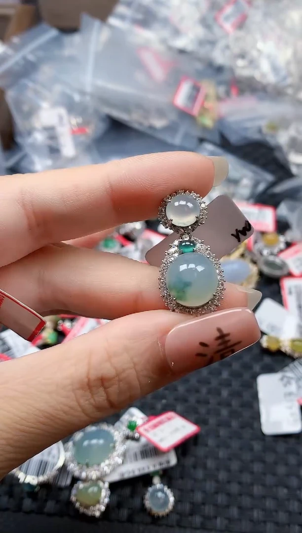 银S925镶嵌戒指翡翠天然A货缅甸翡翠