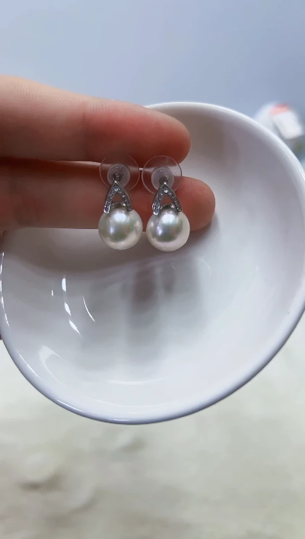 银S925镶嵌淡水珍珠DA耳饰@@be134