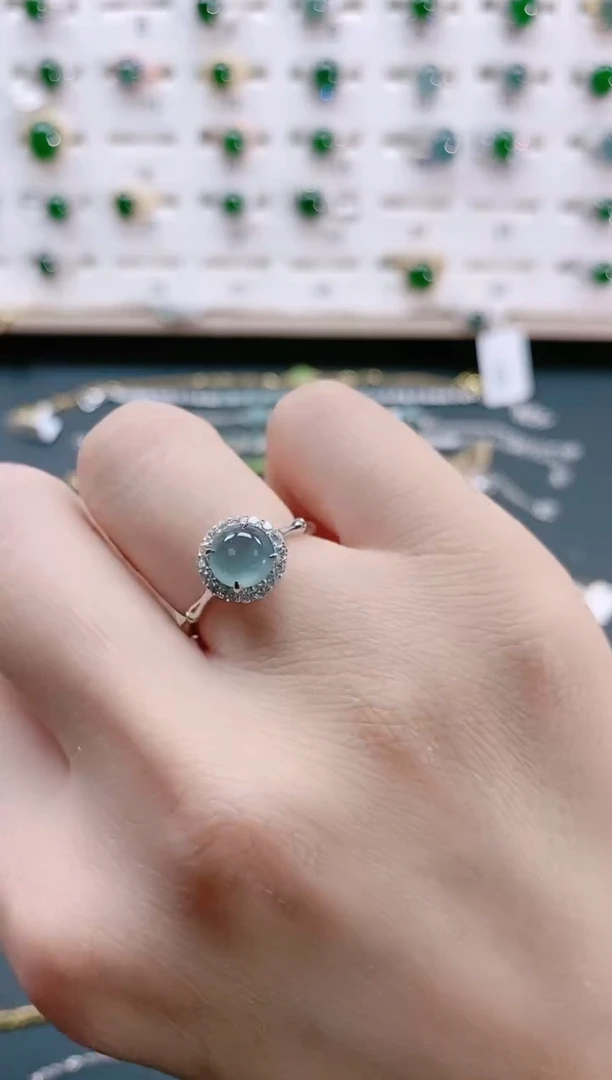 【闪购商品】翡翠戒指银S925镶嵌天然翡翠