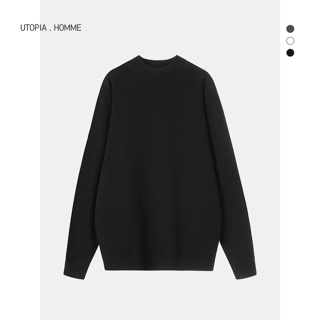 男士冬装加绒毛衣轻奢半高领保暖百搭休闲时尚简约打底衫毛衣6001