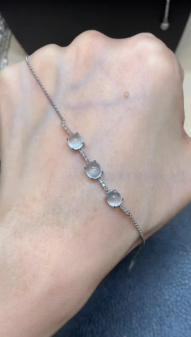 18K金镶嵌手链翡翠蛋面【无服务费