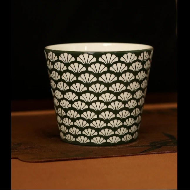 景德镇  依恩 手工  小雅 银杏花雕纹 纯白泥陶瓷咖啡杯