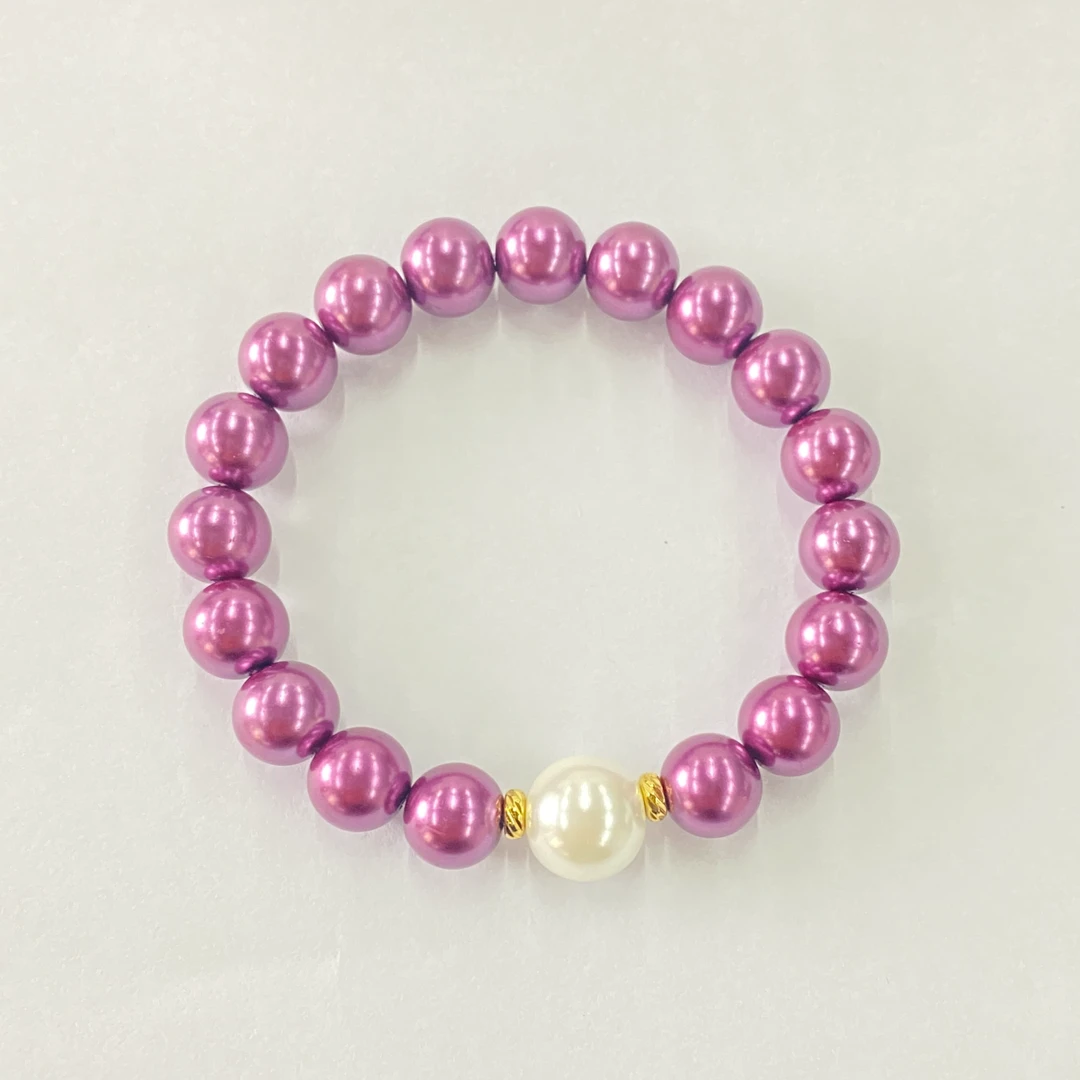 高定珠宝轻奢时尚款孔雀紫DIY圆珠贝珠手串-s1076