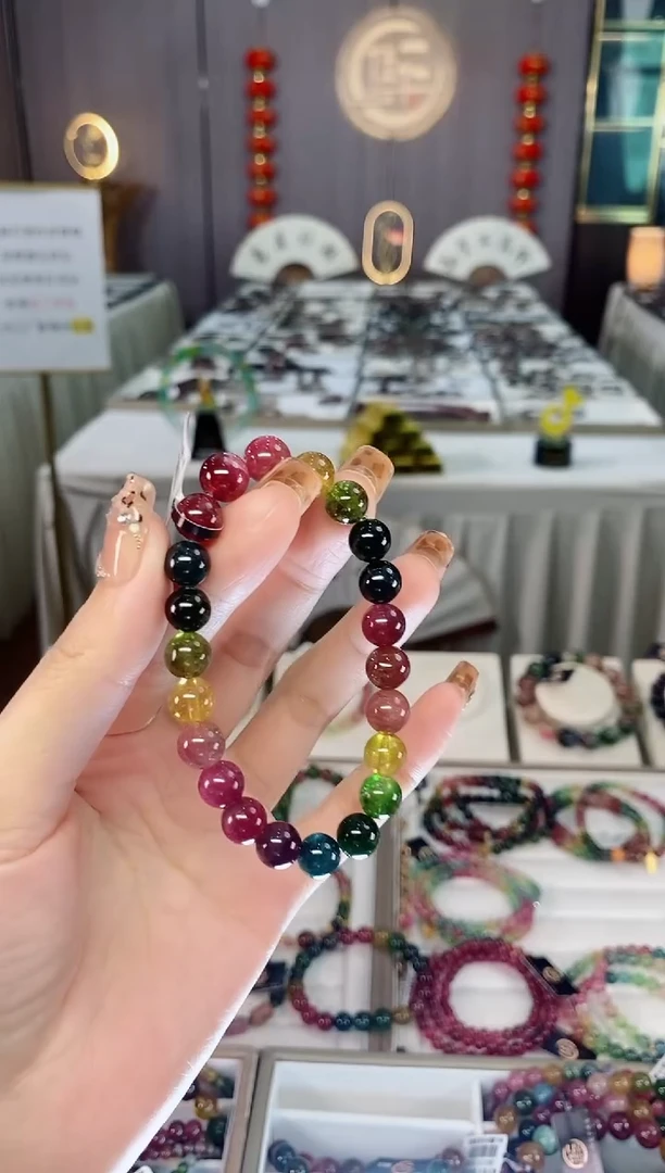 未镶嵌老矿碧玺单圈手串8mm+碧玺dan多样性发货一条