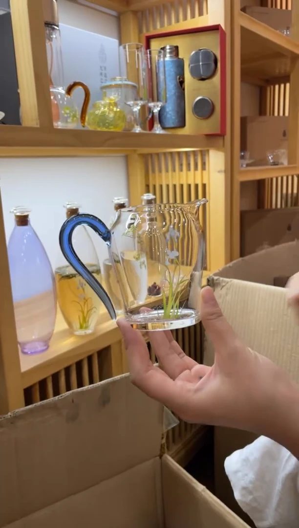 九河思明公杯兰花蓝色把手