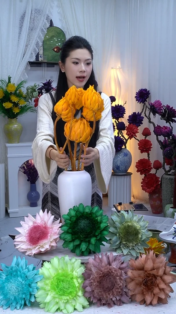 永生洋蓟橙色6头【微瑕】8559