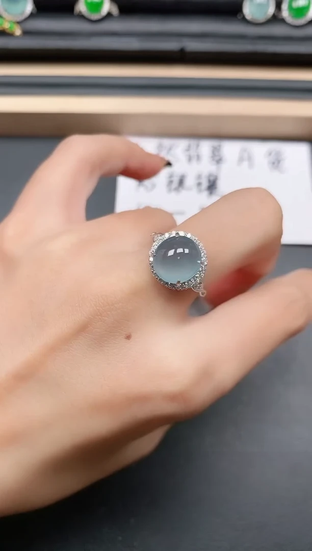 翡翠戒指银S925镶嵌1111