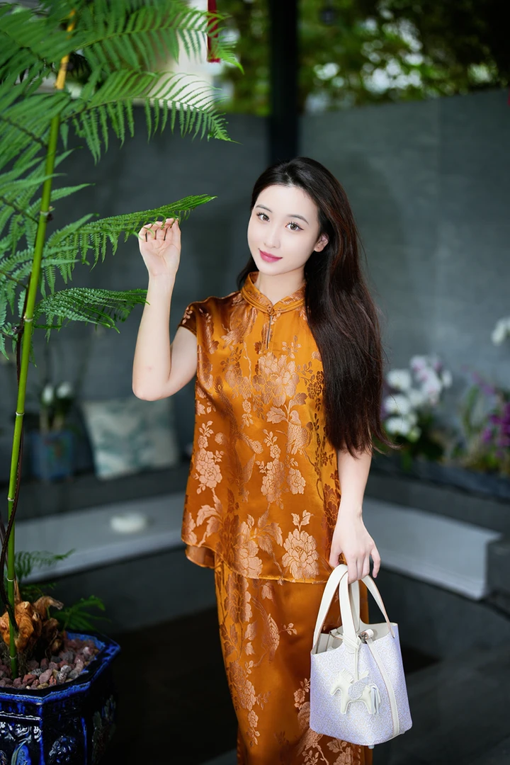 蓝大【云栖处】桑蚕丝新中式无袖上衣7848