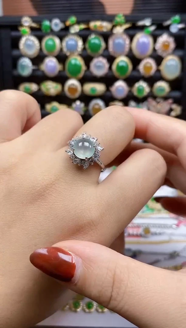 银S925镶嵌戒指翡翠6794