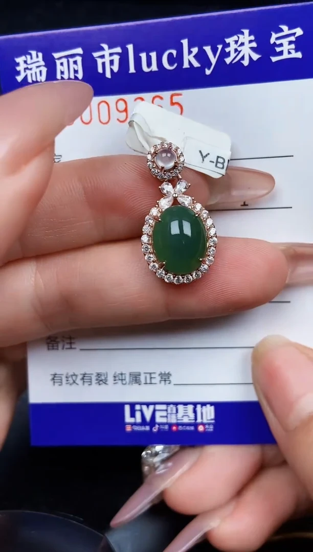 翡翠银S925镶嵌颈饰9365