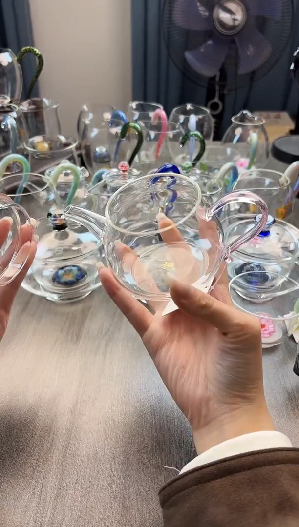 手工艺品玻璃禾器青云壶粉色