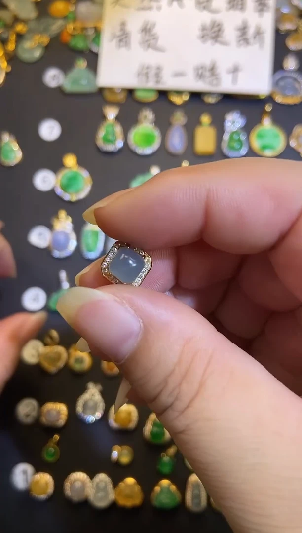 吊坠(不含链)银S925镶嵌翡翠1