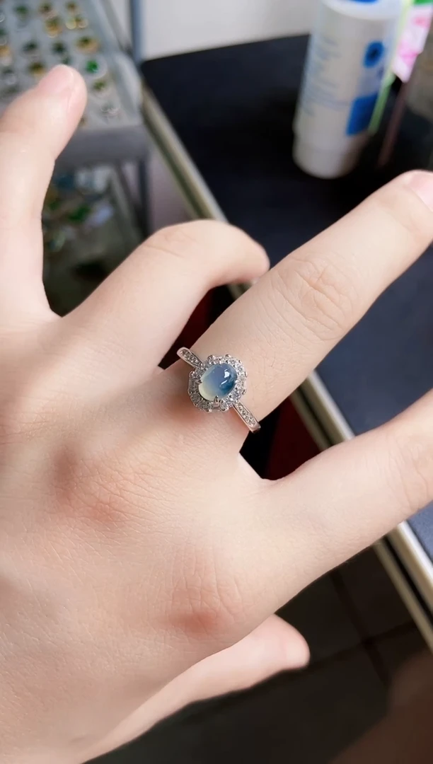 翡翠戒指银S925镶嵌141