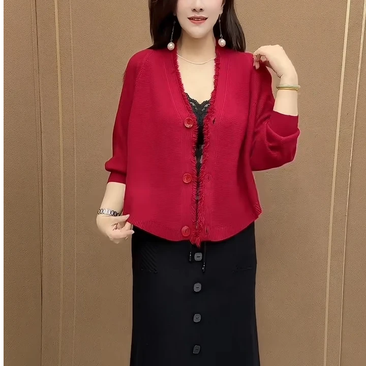 蝙蝠袖针织披肩上衣2025春秋新款开衫时尚遮肚显瘦休闲减龄外套女