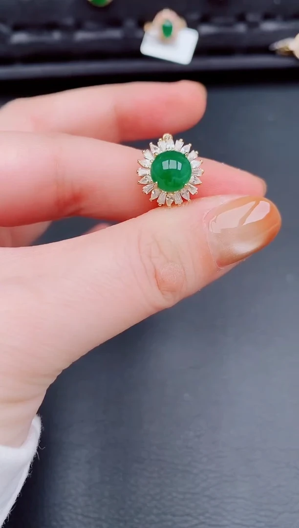 【闪购商品】翡翠戒指银S925镶嵌天然a货翡翠173