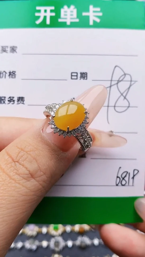 翡翠戒指银S925镶嵌6819