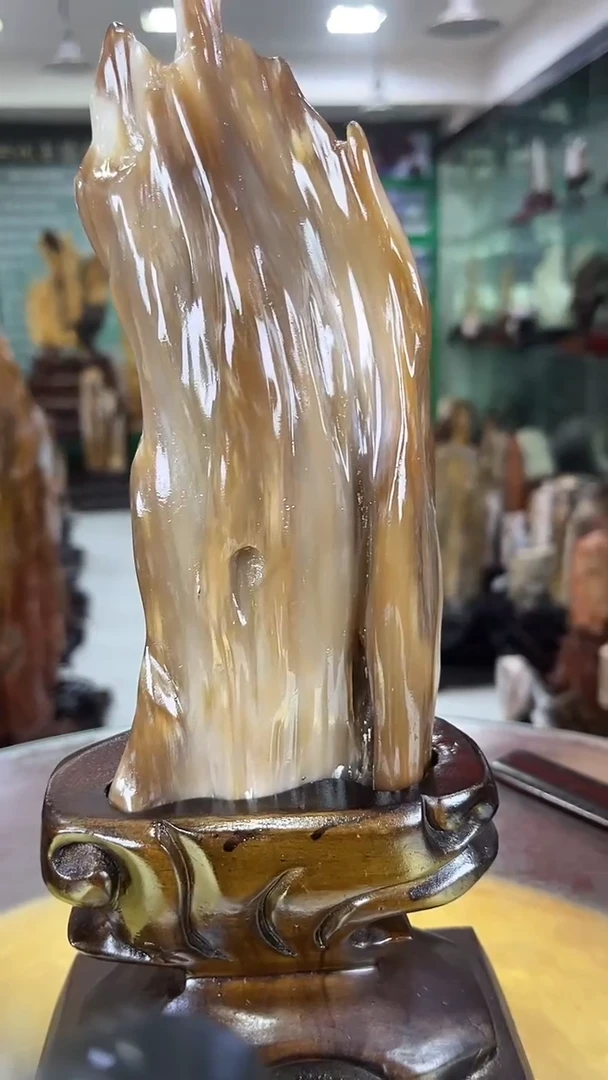 缅甸天然树化玉摆件