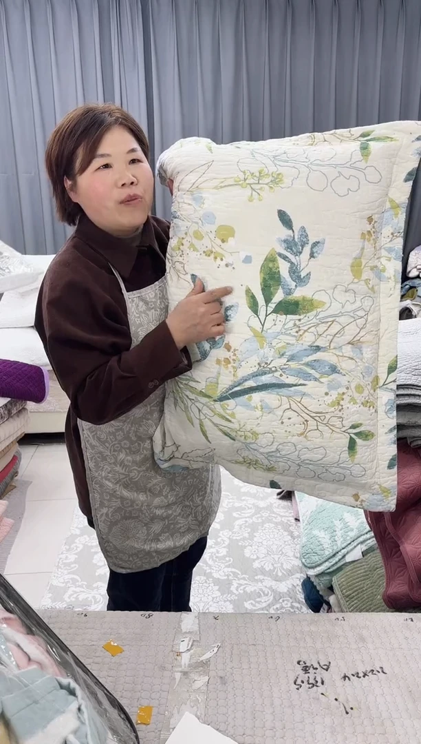 棉2.3*2.5米黄底绿花三件套纯棉