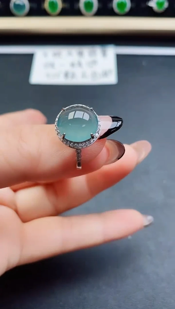 翡翠戒指银S925镶嵌50800