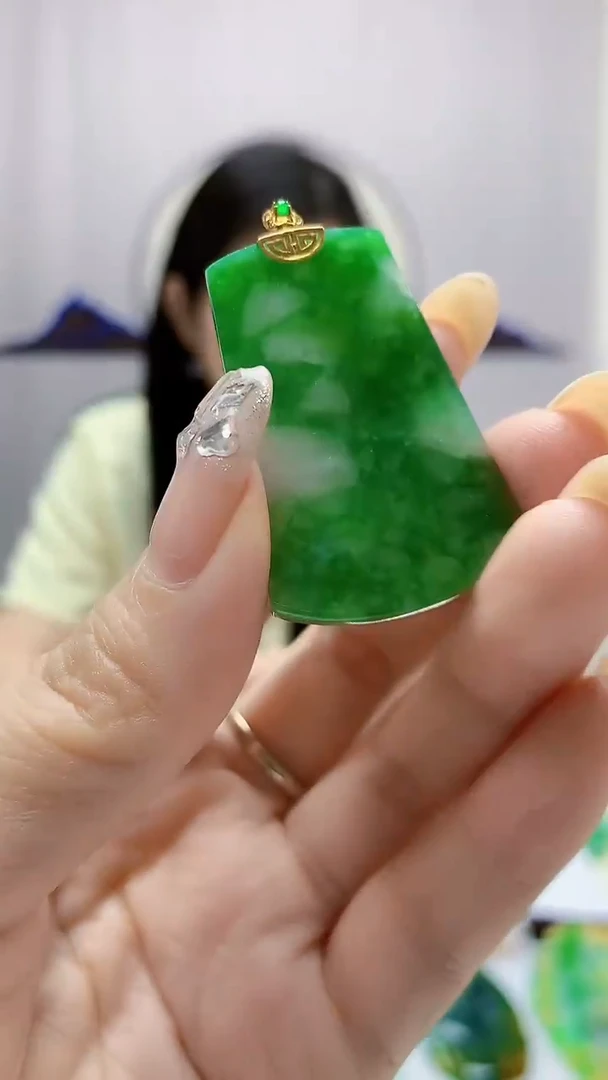 定制翡翠18K金镶嵌0405DD-毛货挂件72