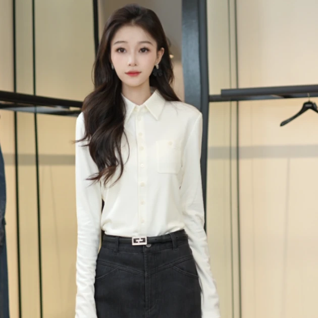 GIRDEAR/哥弟哥弟新款设计师款时髦百搭高级显瘦衬衫1300820