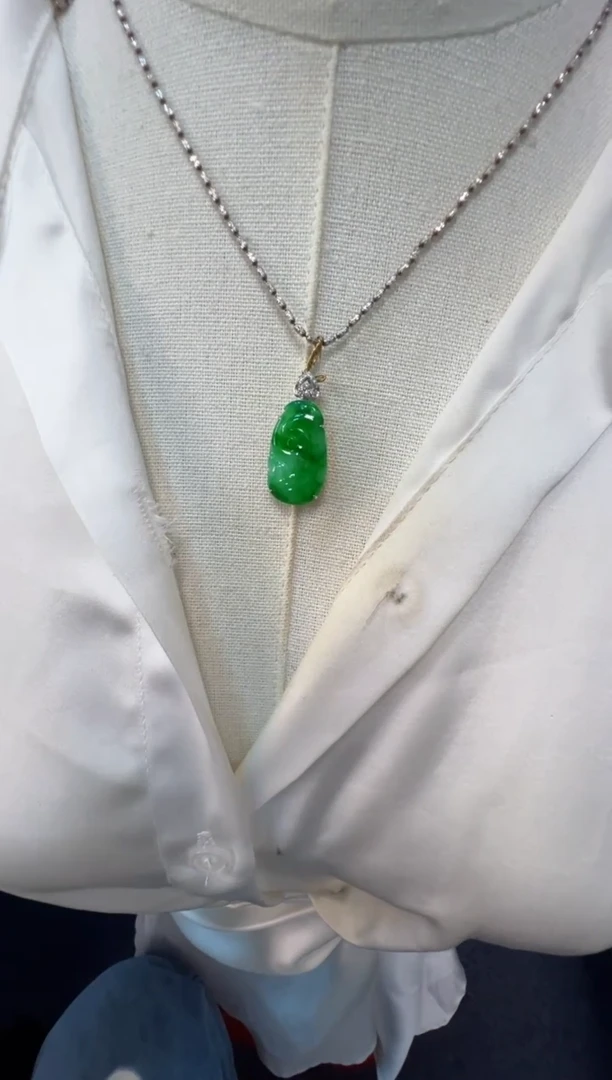 翡翠18K金镶嵌吊坠(不含链)2880