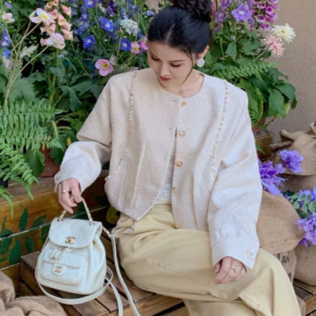 复古短外套长袖宽松原创设计时尚气质