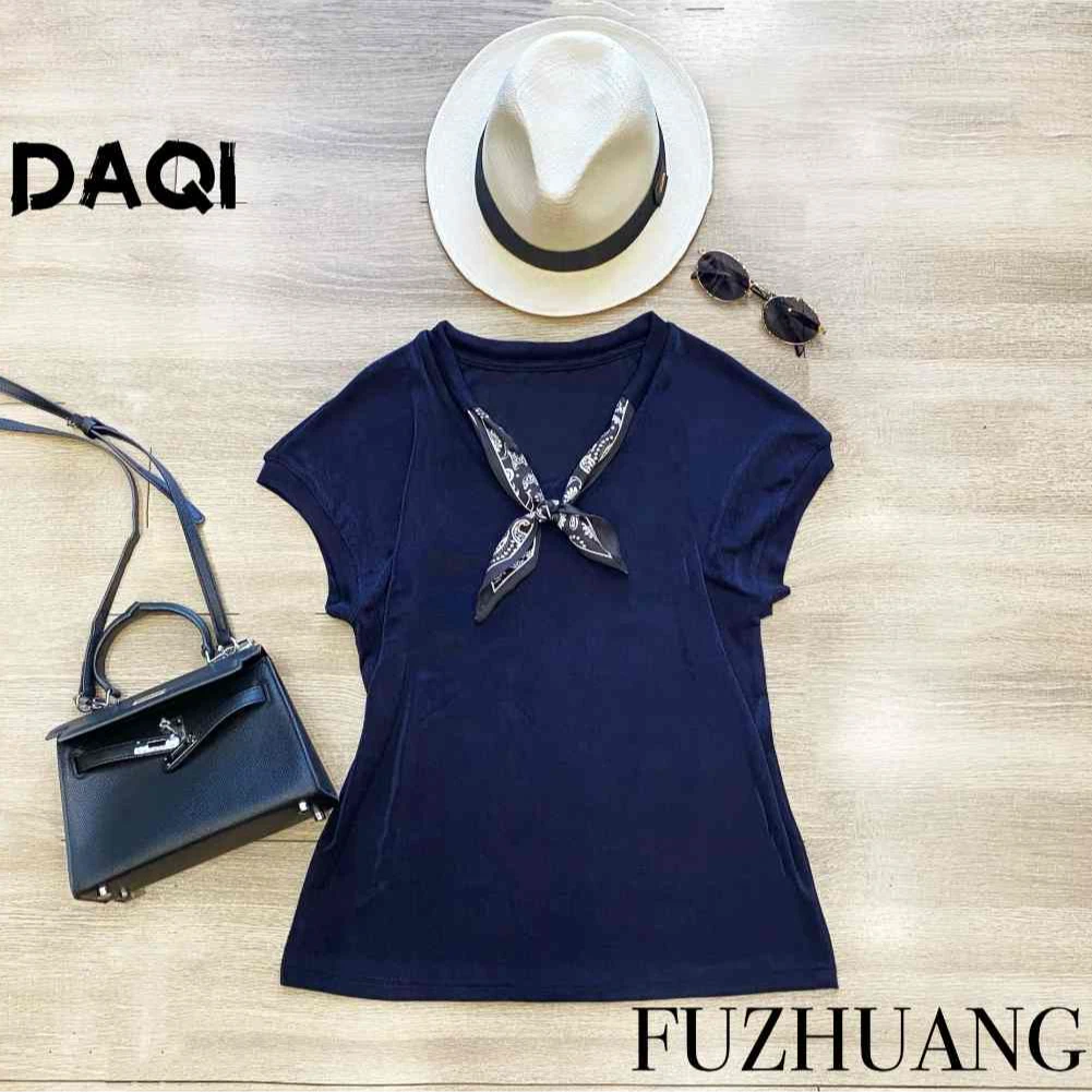 2255夏季V领冰爽设计感落肩无袖显瘦时尚百搭简约上衣女