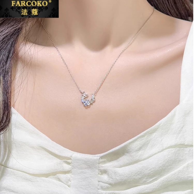 FARCOKO/法蔻 链子足银 蝴蝶项链女轻奢小众百搭情人节礼物送女友