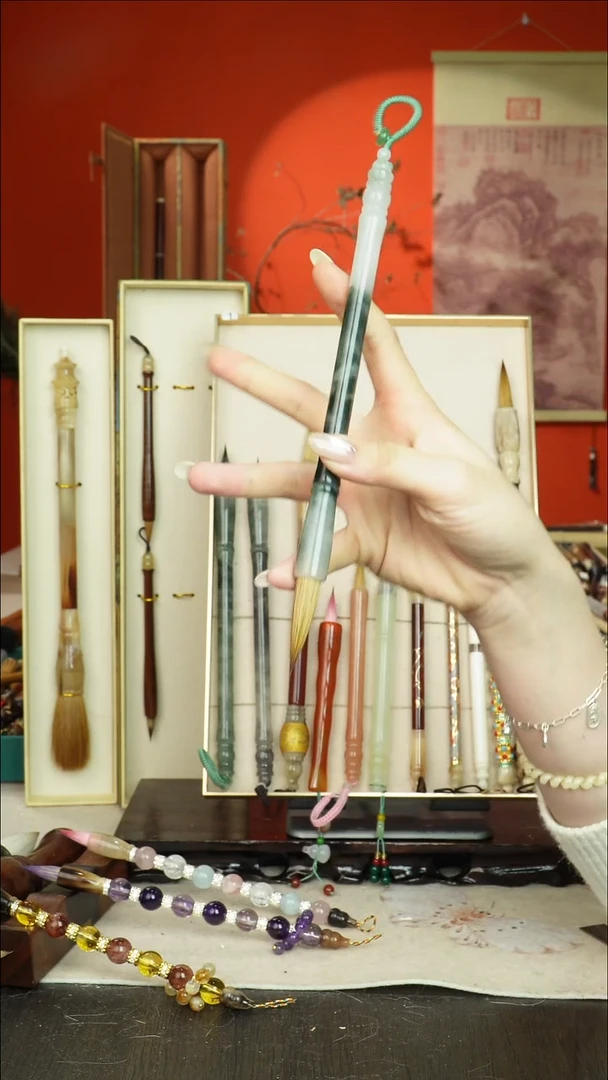 182号闪孤品高货毛笔链接 清水试笔 蘸墨不退