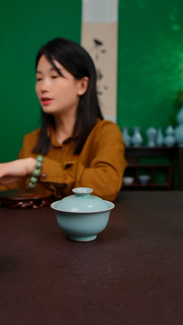 仿古二才压手盖碗不完美 简装