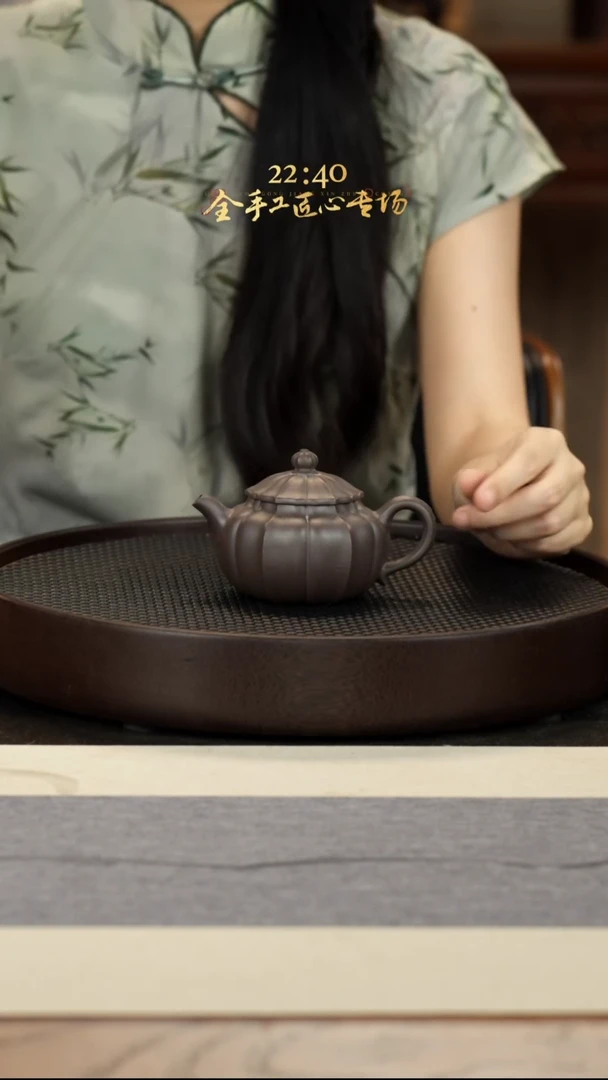 茶壶紫砂1-8 天青紫泥筋纹莲子