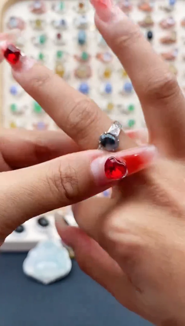 【闪购商品】翡翠戒指银S925镶嵌缅甸天然A货翡翠222   3-2