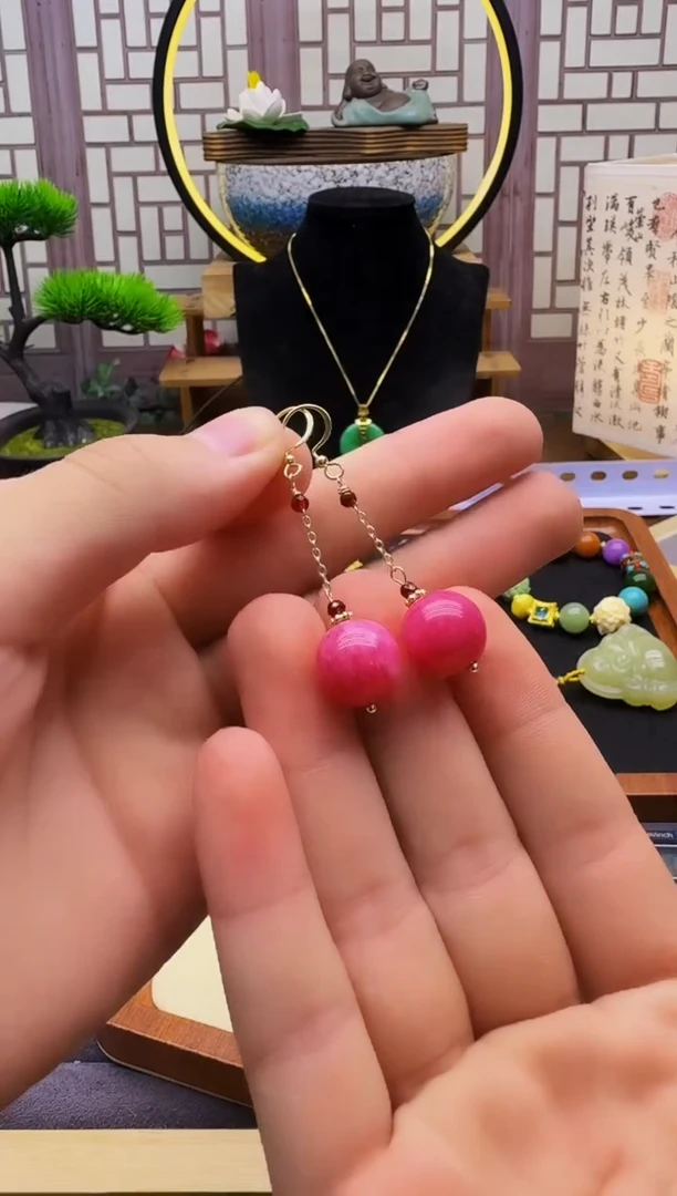 碧玺耳饰14K金镶嵌E190