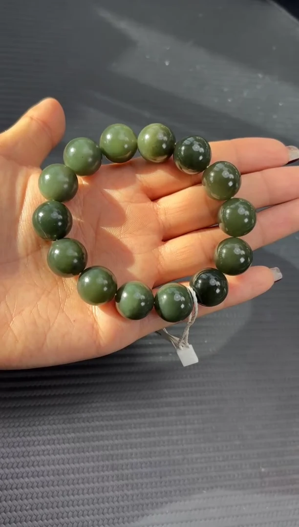 未镶嵌手串和田玉若羌微色差青黄口卡15手串