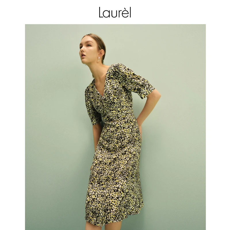 【粉丝专享】Laurel新款错视艺术印花长款收腰连衣裙女LWL343Y06500