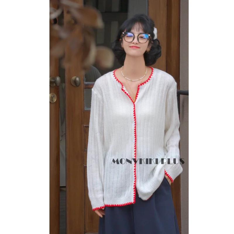 MoNvKiKiPlus“樱桃“宽松针织衫休闲纯欲轻熟毛衣女#922