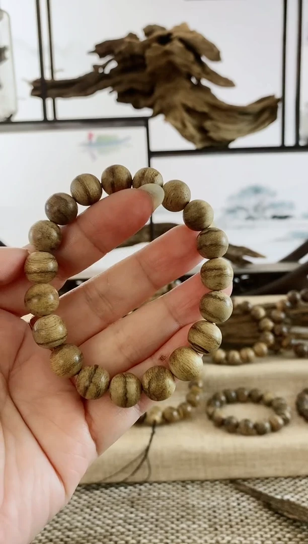 沉香手串头*达拉干虎斑老料11+MM单圈