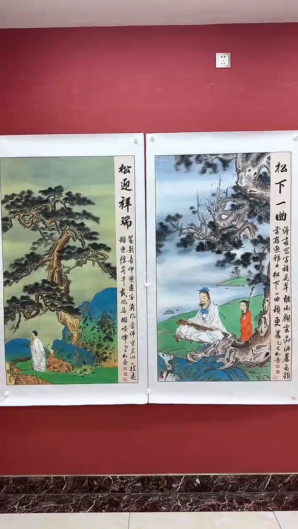 国画国画竖幅《松迎福运》八平尺
