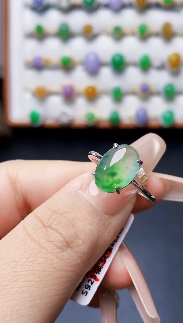 银S925镶嵌戒指翡翠0090