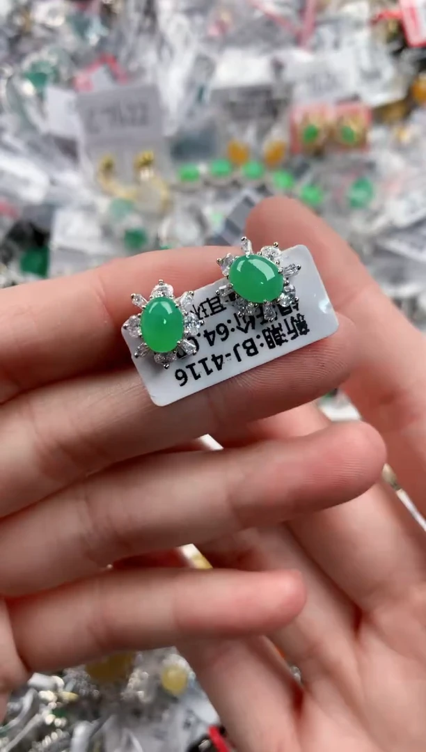 银S925镶嵌戒指翡翠月*9999-----7